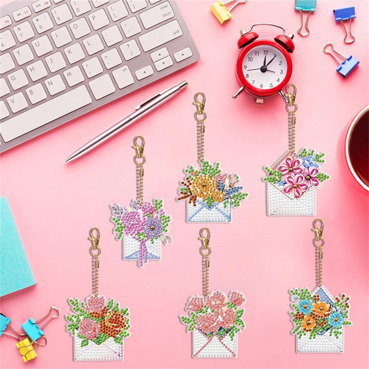 DIY Diamond Painting Keychain DIY Flower Envelope Diamond Art 