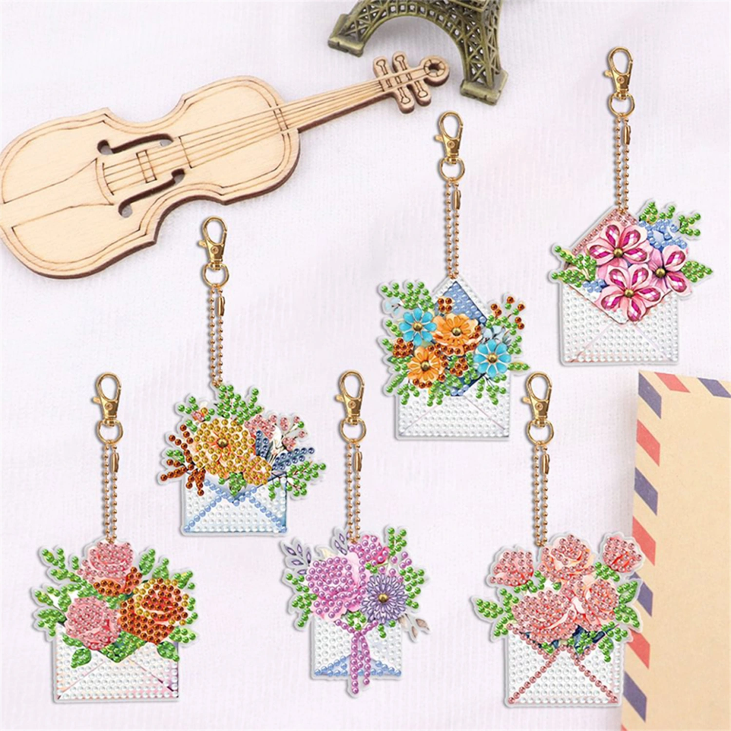 DIY Diamond Painting Keychain DIY Flower Envelope Diamond Art 