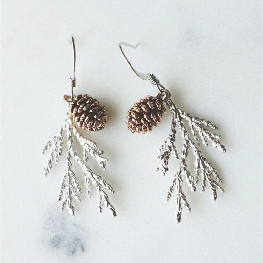 Earrings, pinecone earrings, nature inspired woodland wedding jewelry.