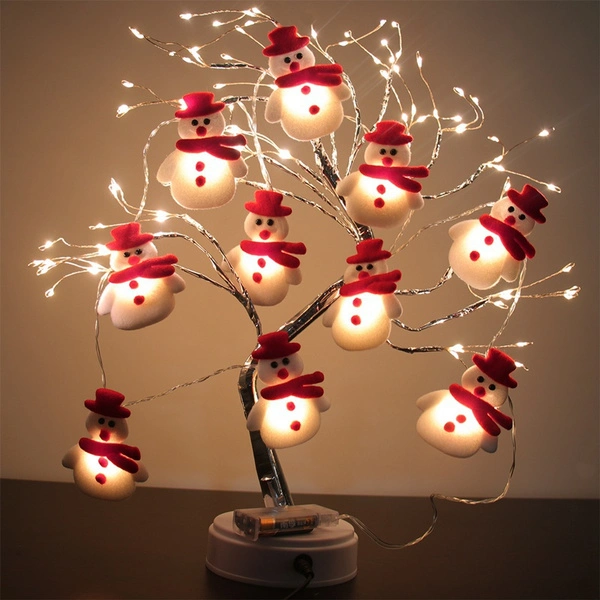 10 LEDs 5.4ft Christmas Snowman String Lights Waterproof Light Up String Lights Short Plush Lights for Christmas Decorations Christms Tree Light (Battery Operated)