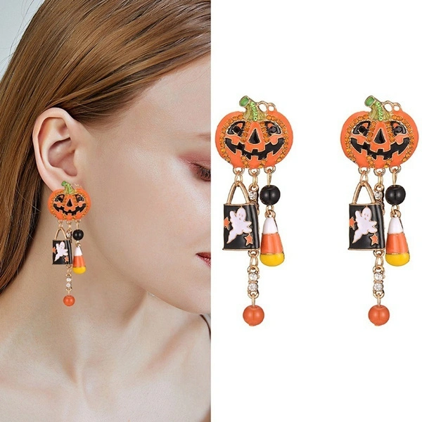 Fashion Stainless Steel Halloween Pumpkin Earrings Jewelry Accessories