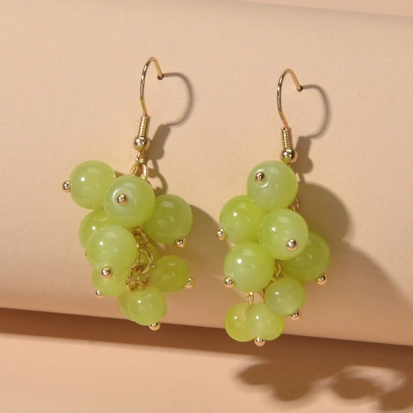 Green Opal Grapes Fruit Shape Drop Earrings