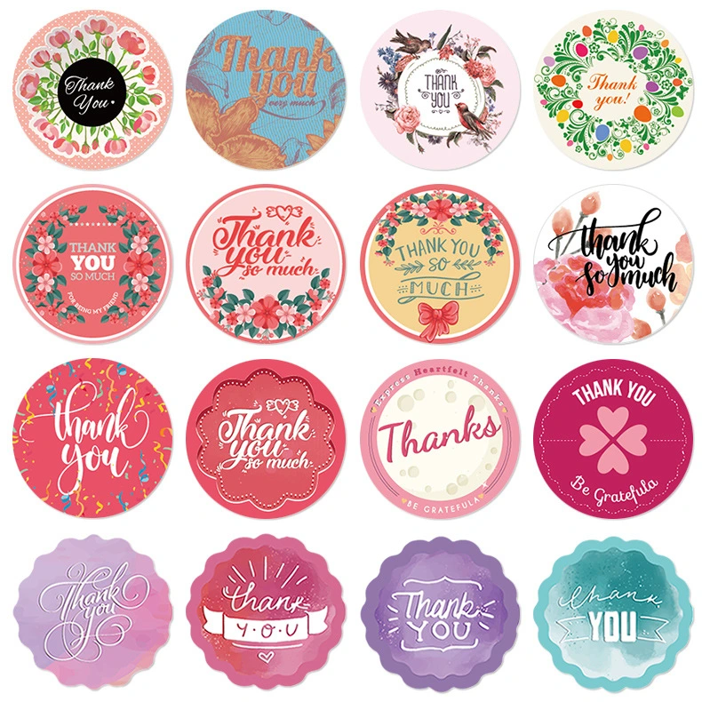 500 stickers of background flowers Thank you for stickers, small stickers, and sealing stickers