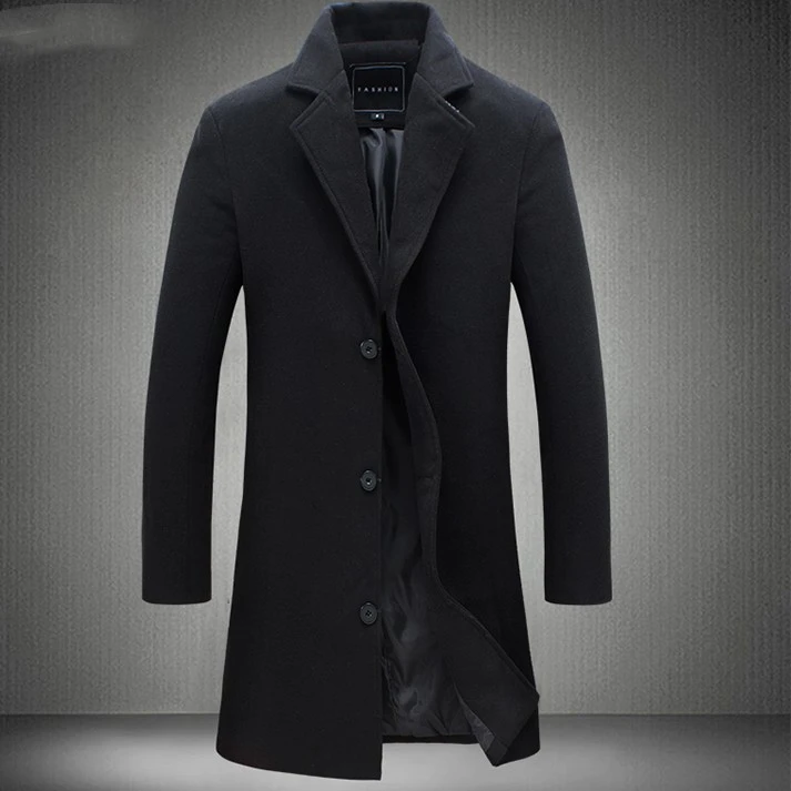 Men's Woolen Coat Korean-style Slim-fit Mid-length
