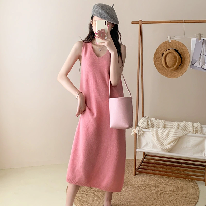 Knitted Dress Bottoming Suspender Skirt Slim-fit Cashmere Dress
