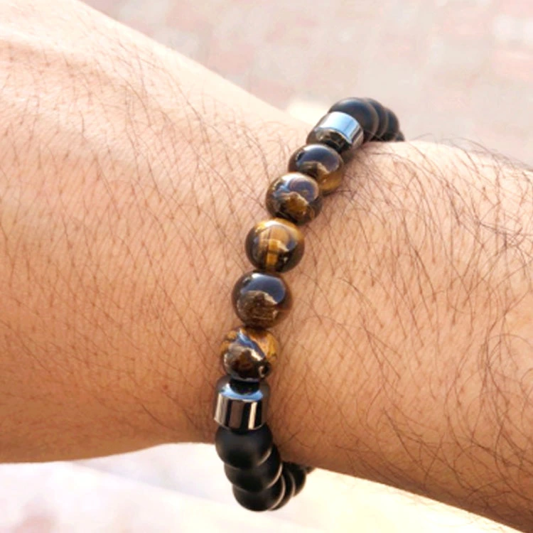 Fashion New Black Stone Tiger Eye Bead Magnet Bracelet