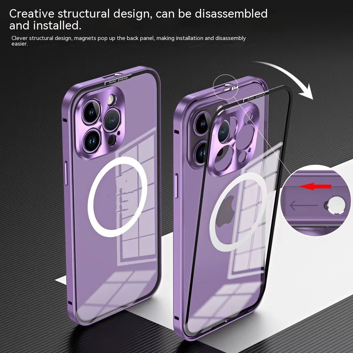 Metal Frame Phone Case Magnetic Spring Fastener Protective Case