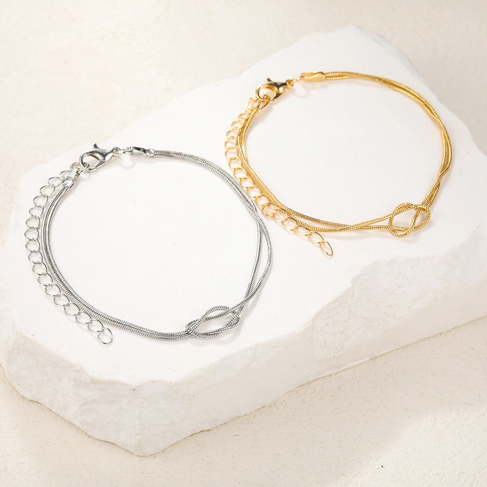 Knotted Couple Bracelet Gold And Silver Two-piece Women's Bracelet