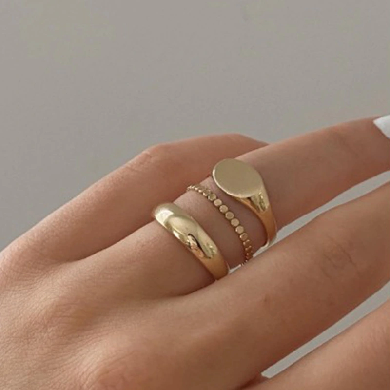 Minimalist Creative Small Flat Round Gold Ring