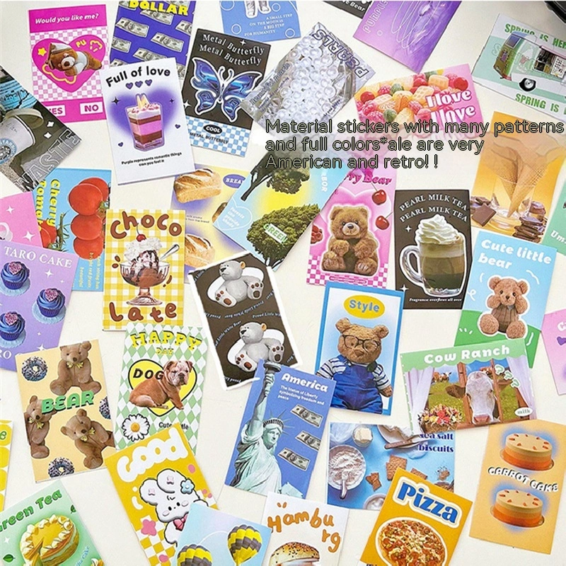 Stickers American Retro Journal Decoration Material Stickers Cartoon Mini Sticker Book