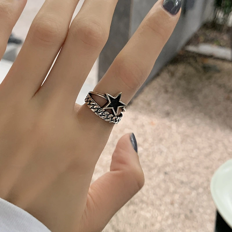 Five-pointed Star Chain Ring Versatile Opening Retro