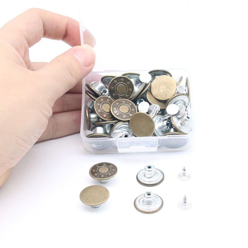 40 Sets Of 17MM Metal Buttons Boxed