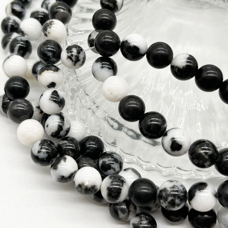 Pure Natural Black And White Zebra Stone Scattered Beads Beaded Weave Material Bracelet Necklace