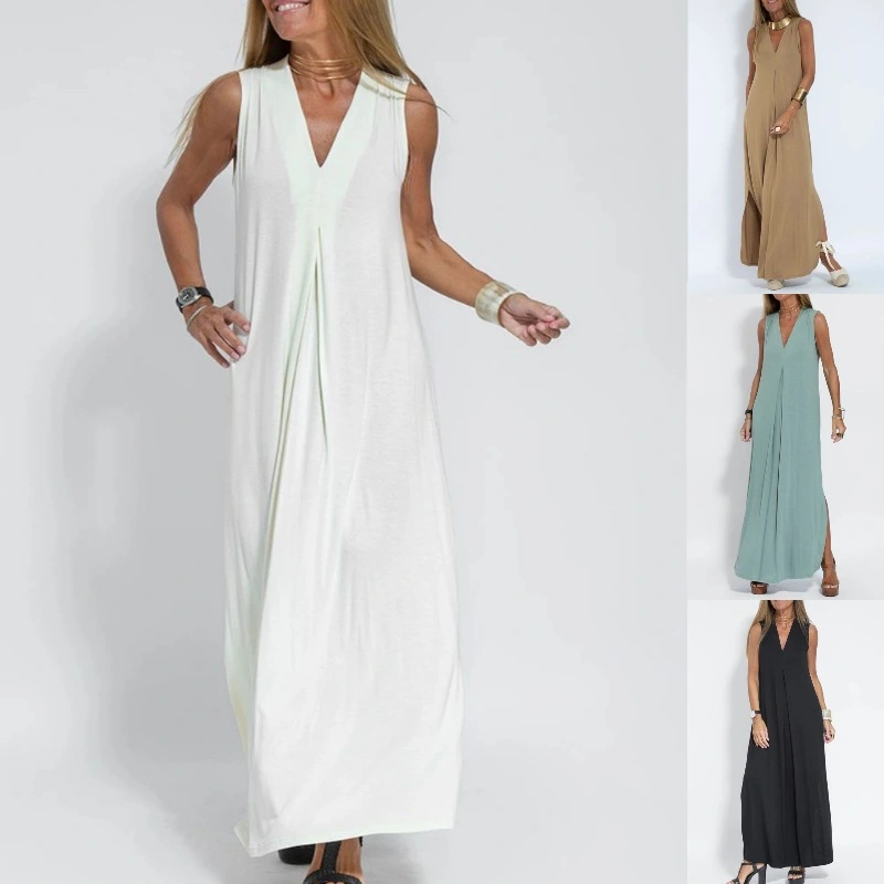 Olid Color Pullover V-neck Dress Cardigan Jacket Suit For Women