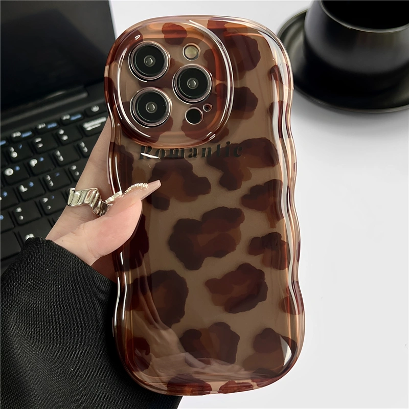 Brown Leopard Print Leather Wristband Machine Phone Case