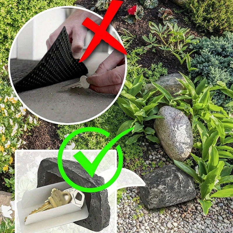 Outdoor courtyard hidden door key box simulated small stones