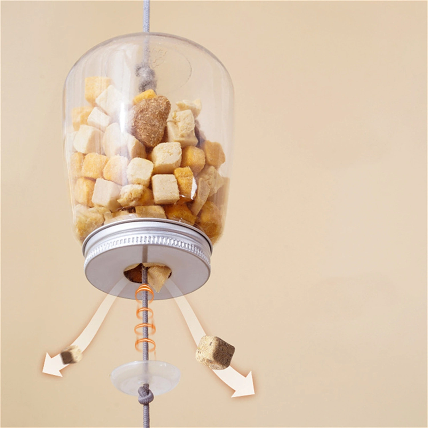 Cat Treat Dispenser Toy Leakage Food Feathers and String Pet Feeder 