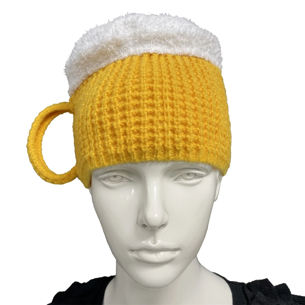 Men Women Knitted Hat, Cute Soft Beer Mug Hat Warm Winter Beanie