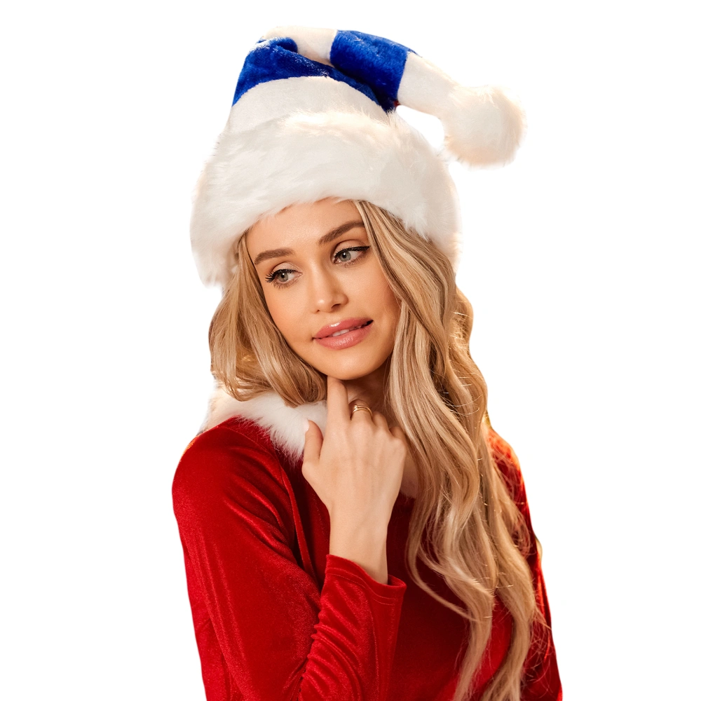 Adults Plush Christmas Beanie Contrast Color Soft Cute Santa Hats 