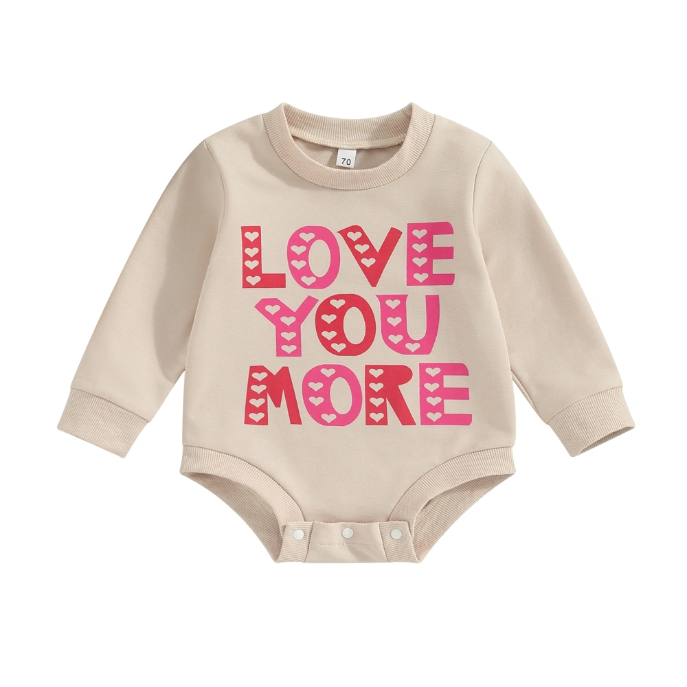 Baby's Valentine's Day Jumpsuit Letter&Heart Print Long Sleeve Romper 