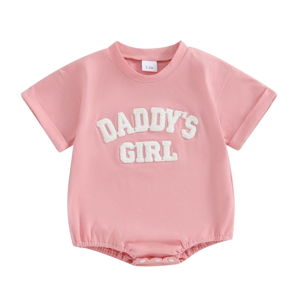 Baby Girls Romper, Short Sleeve Crew Neck Letters Infant Bodysuit