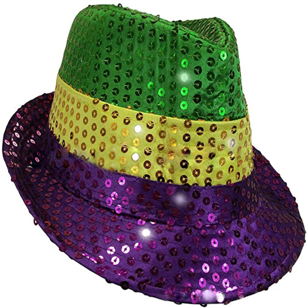 Funny Cute Green Yellow Purple Sequin Hat for Irish Halloween Holiday