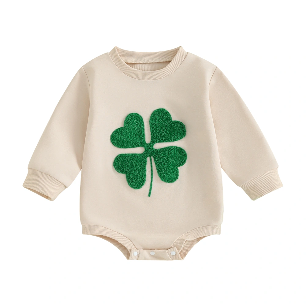 Baby Romper, Long Sleeve Crew Neck Shamrock Fall Casual Bodysuit