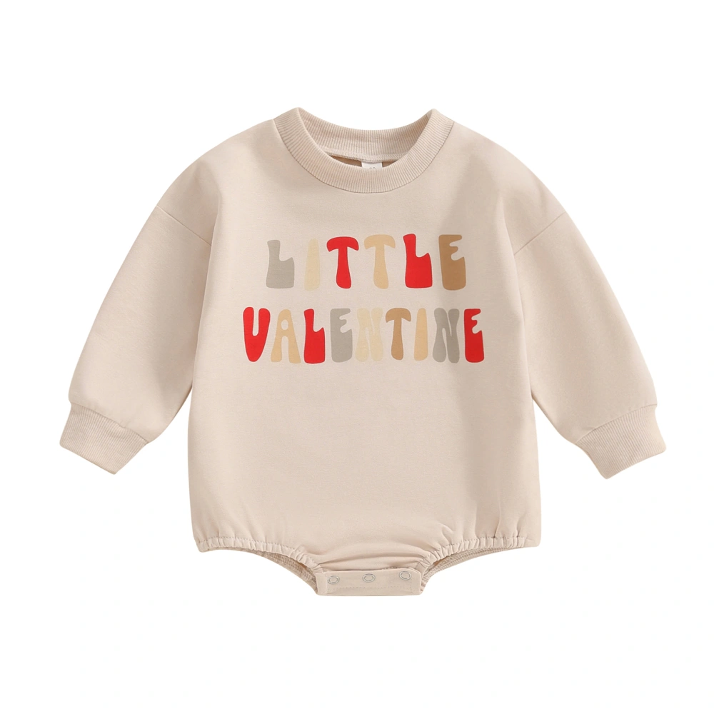 Baby Letter Print Long Sleeve Bubble Romper for Valentine's Day 