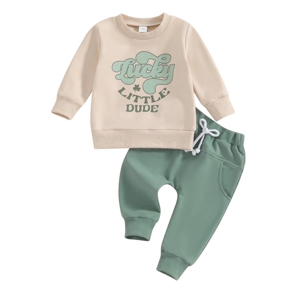 Baby Boy Irish 2 Piece Outfits Letter Print Sweatshirt and Pants