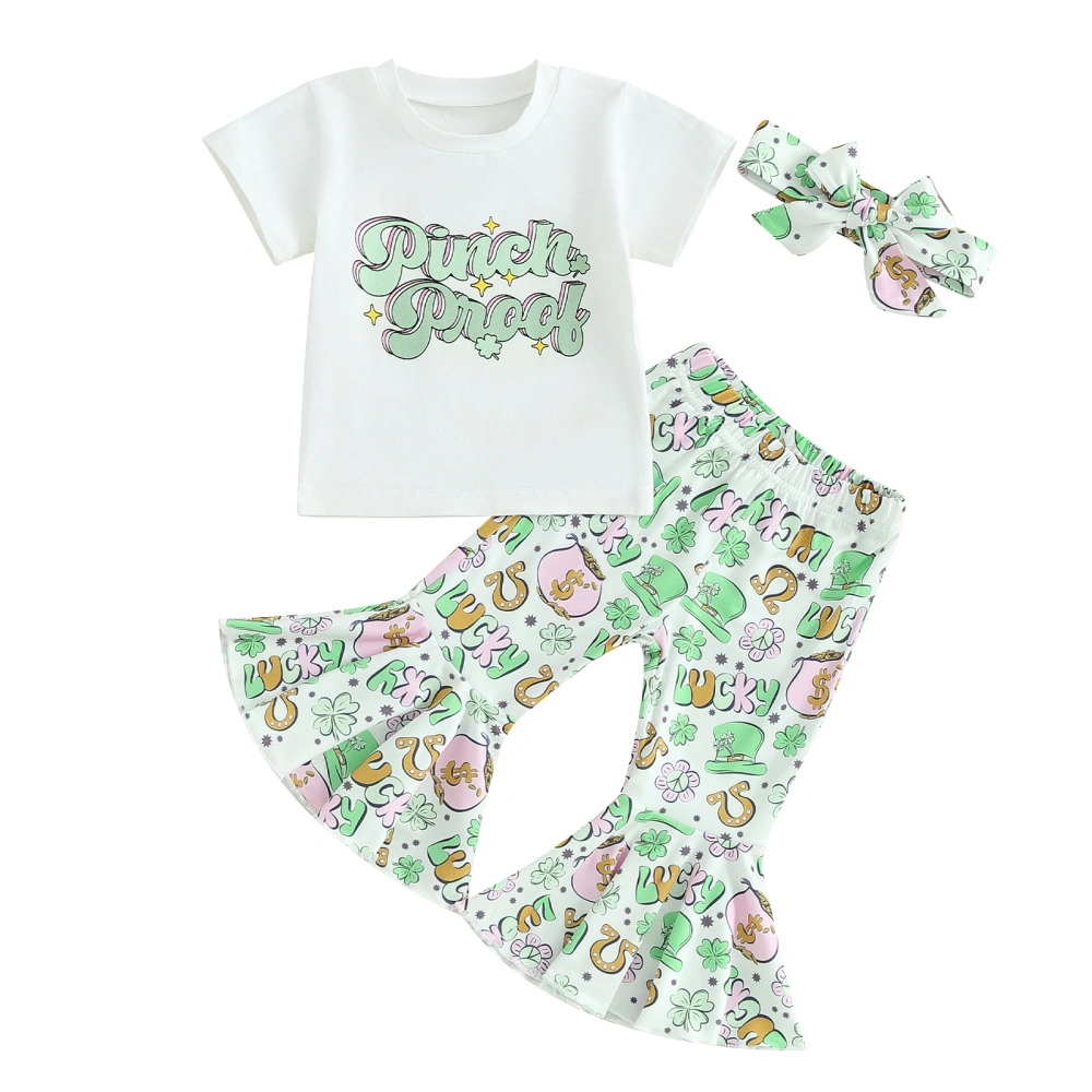 Toddler Girl Ireland Festival Outfits T-Shirts Flare Pants Headband