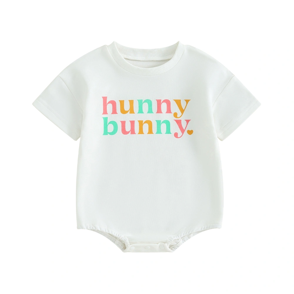 Baby Easter Romper Spring Short Sleeve Heart Letter Print Bodysuit