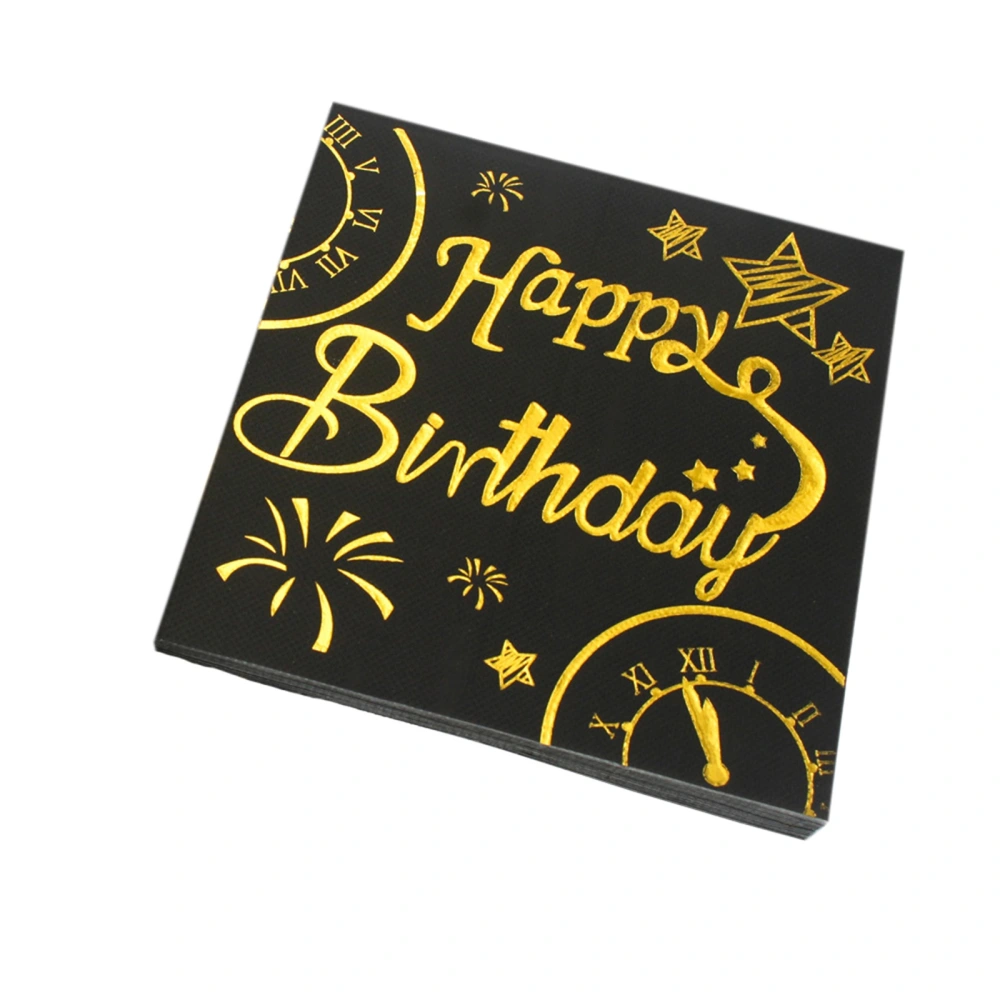 Happy Birthday Napkins Disposable Paper Napkins with Gold Stamping