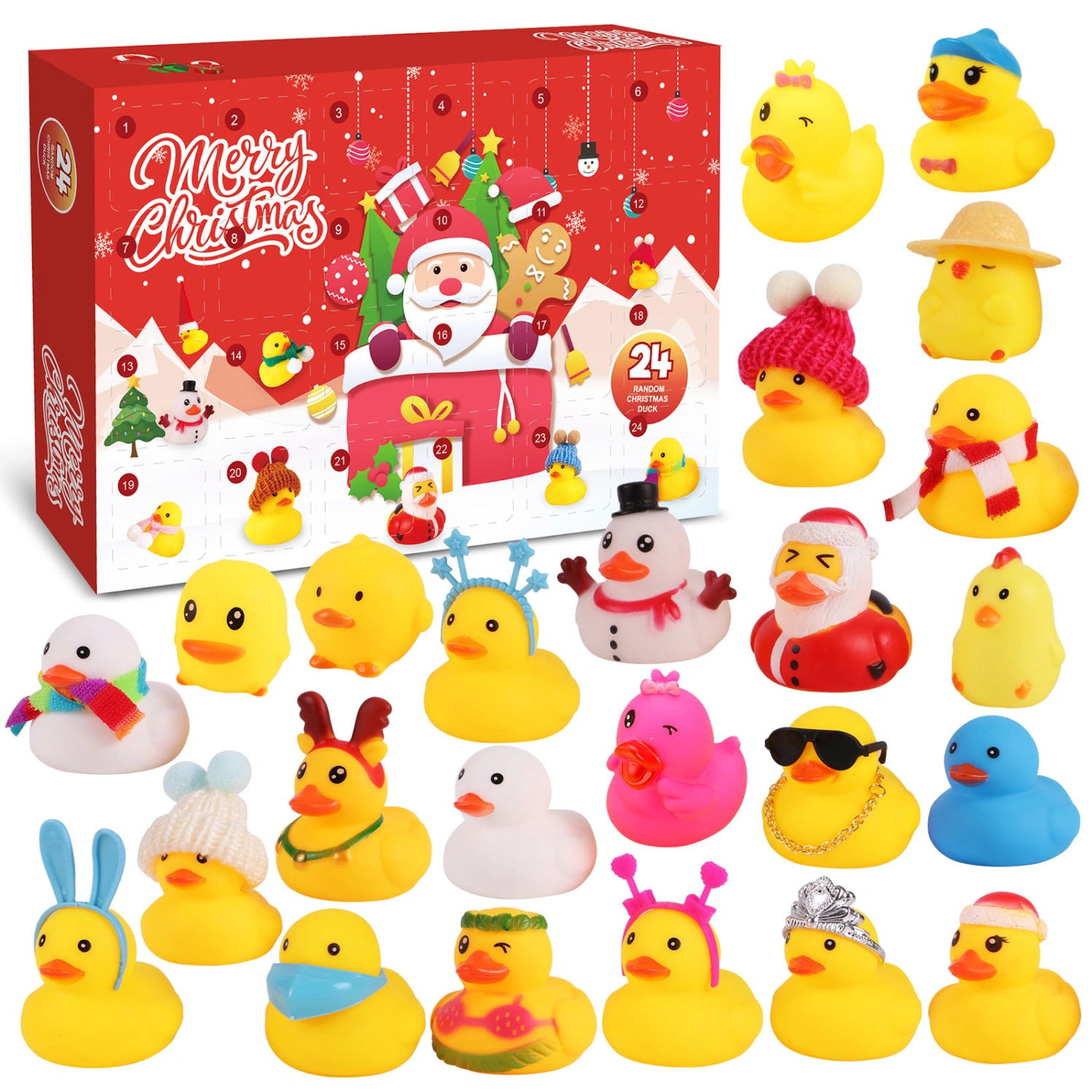 Christmas Yellow Duck Advent Calendar Box 24 Days Countdown Blind Box