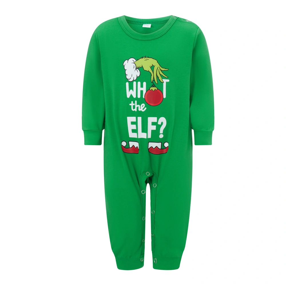 Family Pajamas Matching Elf Print Long Sleeve Tops and Striped Pants