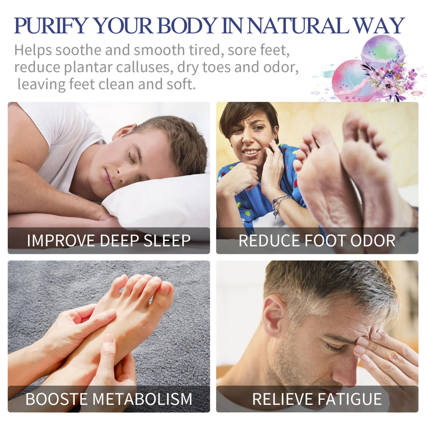 Bath Foot Bombs Set Sea Salt Baking Soda Foot Balls for Dry Cracked