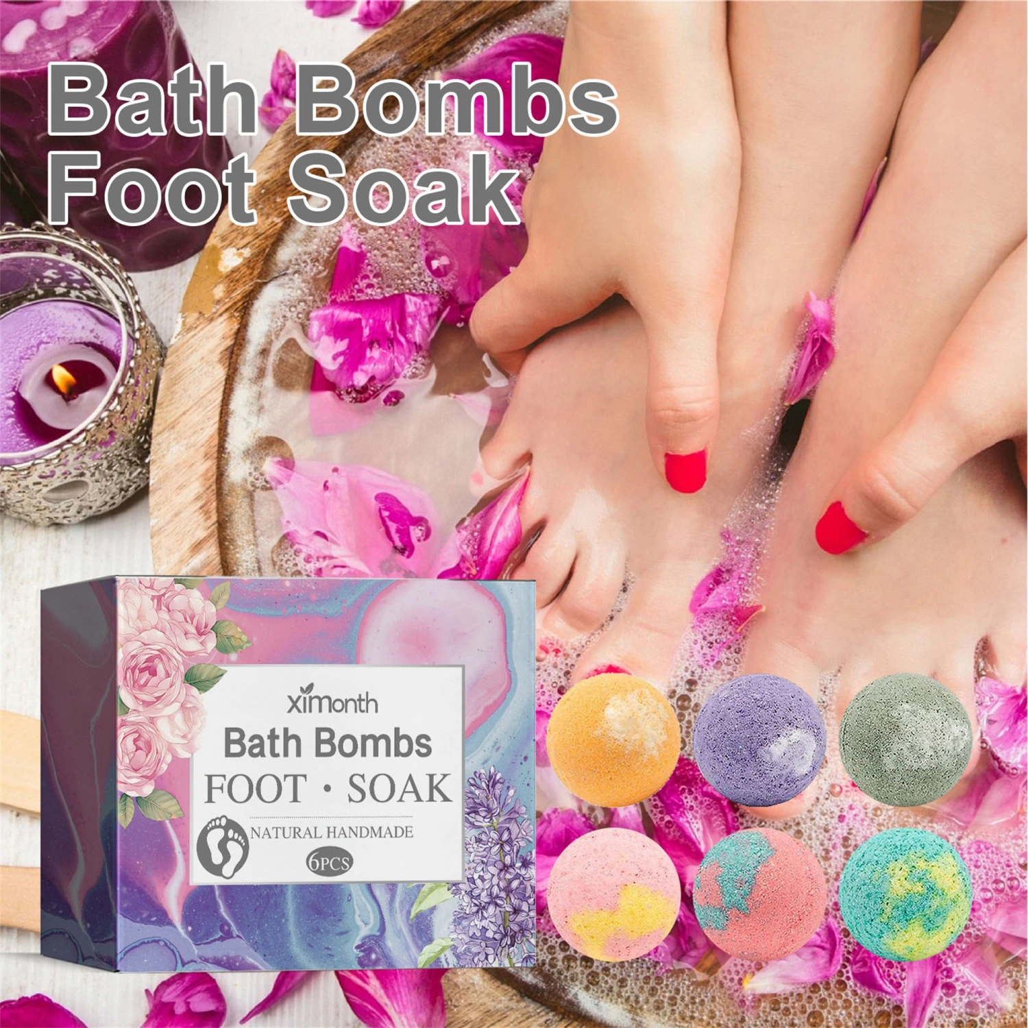 Bath Foot Bombs Set Sea Salt Baking Soda Foot Balls for Dry Cracked