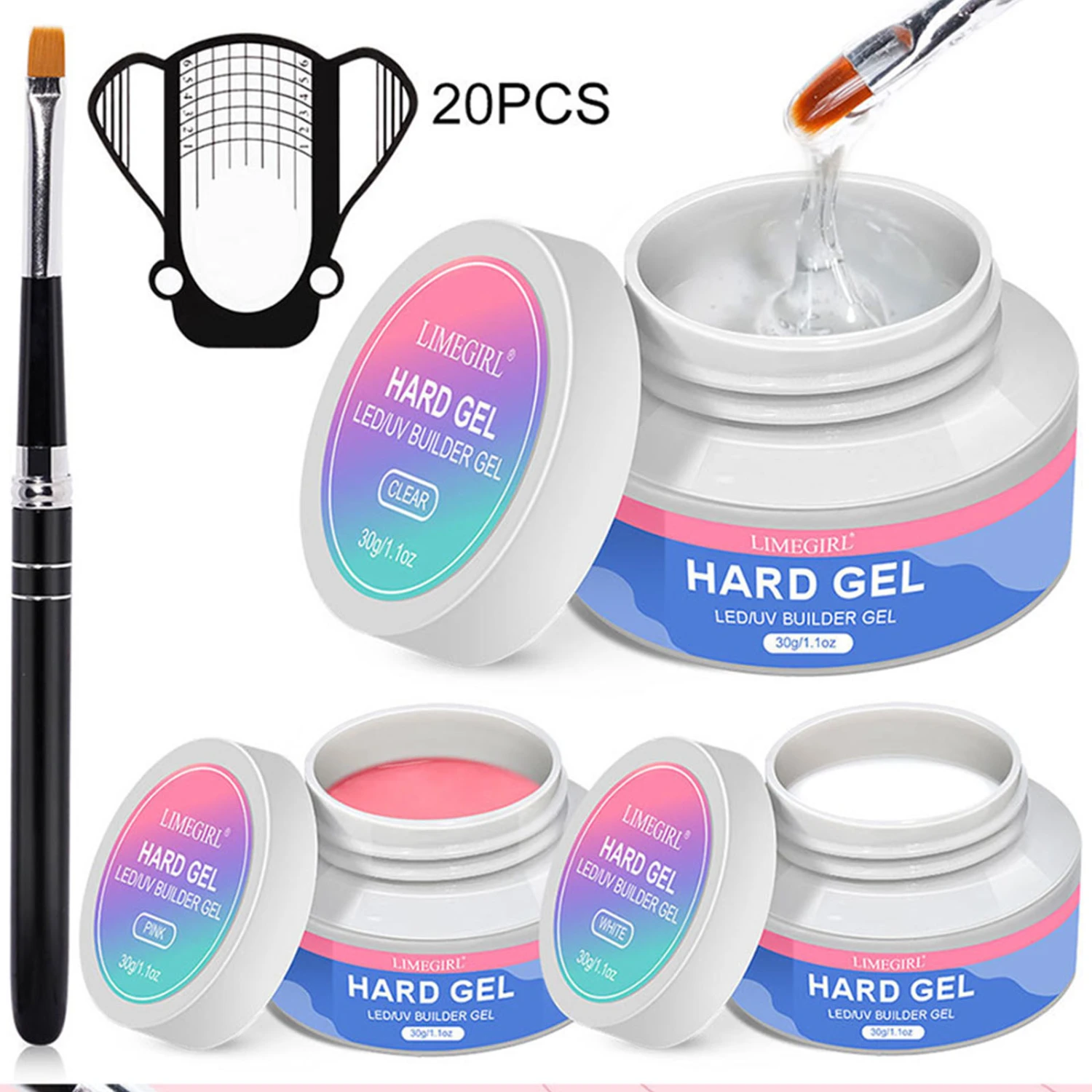 Nail Builder Gel Kit Solid Hard Sculpting Gel with Forms Manicure Set 