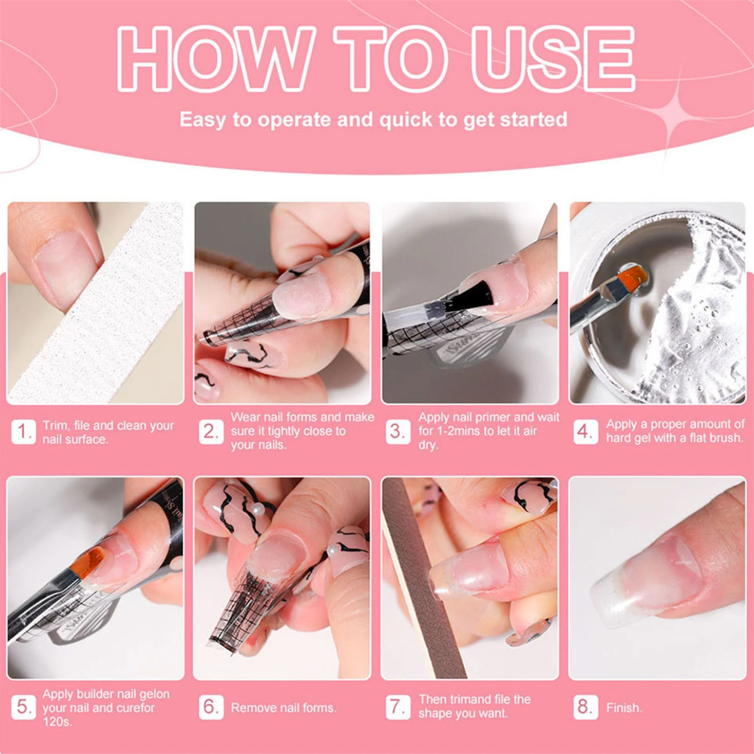 Nail Builder Gel Kit Solid Hard Sculpting Gel with Forms Manicure Set 