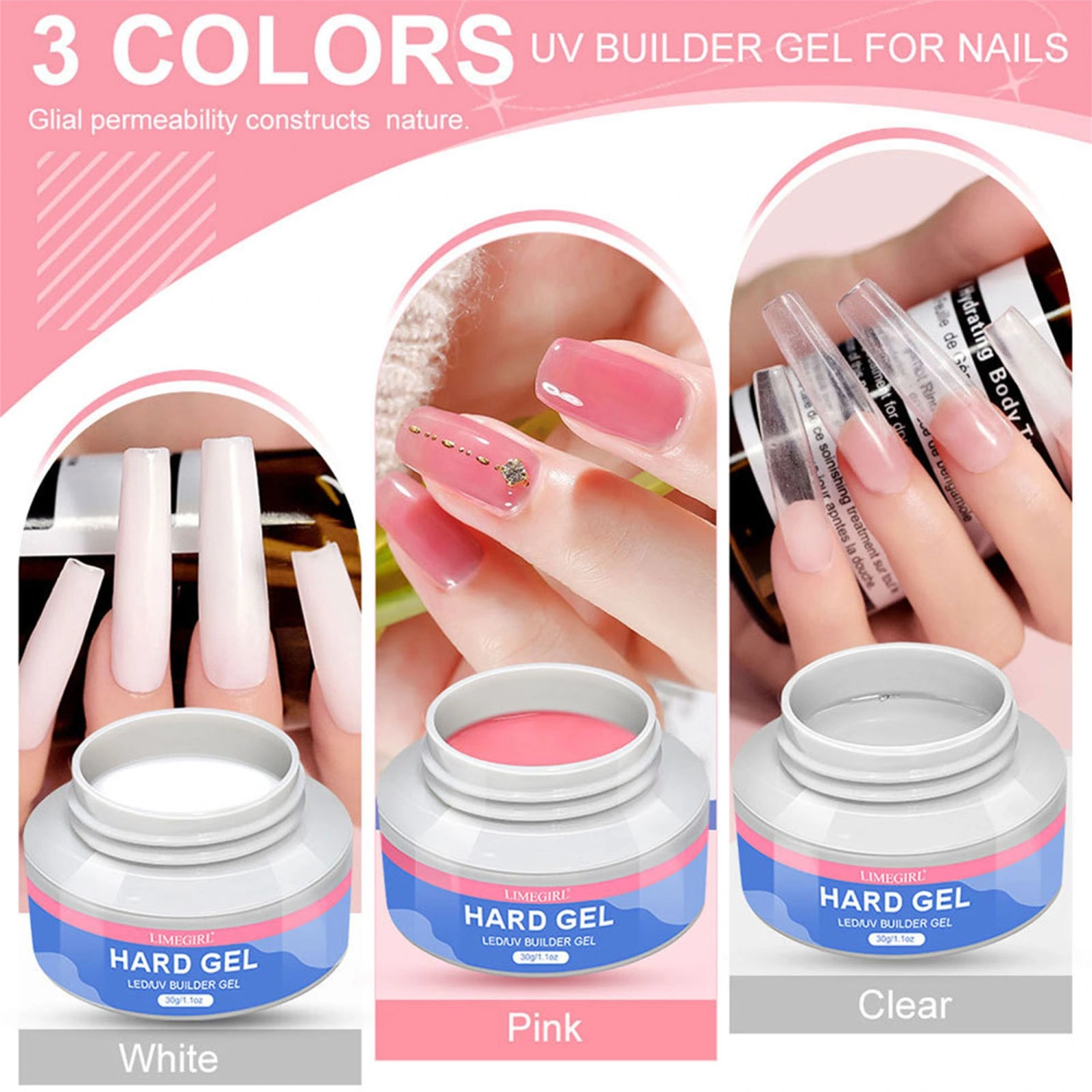 Nail Builder Gel Kit Solid Hard Sculpting Gel with Forms Manicure Set 