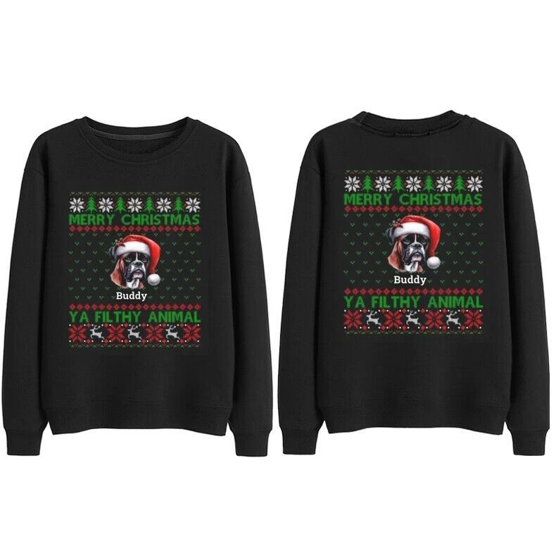 Polyester Christmas Autumn And Winter Women's Casual Long-sleeved Round Neck Printed Top Sweatshirt