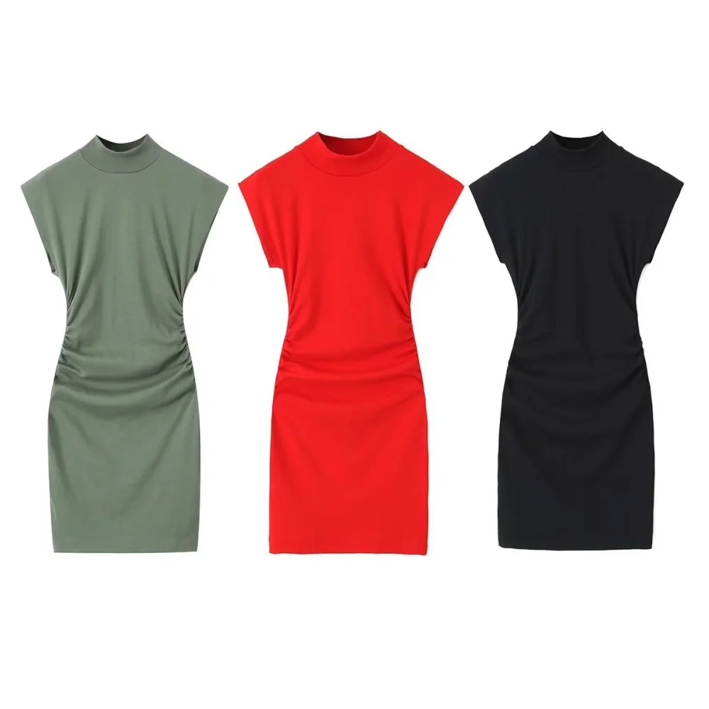 Autumn Women's Pleated Decoration Slim Fit Dress