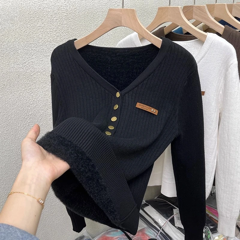 Women's Solid Color Knitted Bottoming Sweater