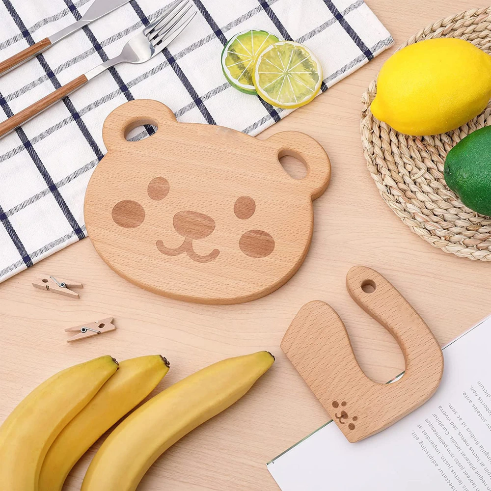 Wooden Children's Cutter Bear Tray Set