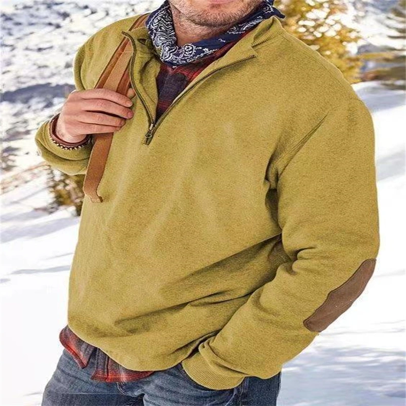 Long-sleeve Zipper Stand Collar Loose Sweater Men's Top