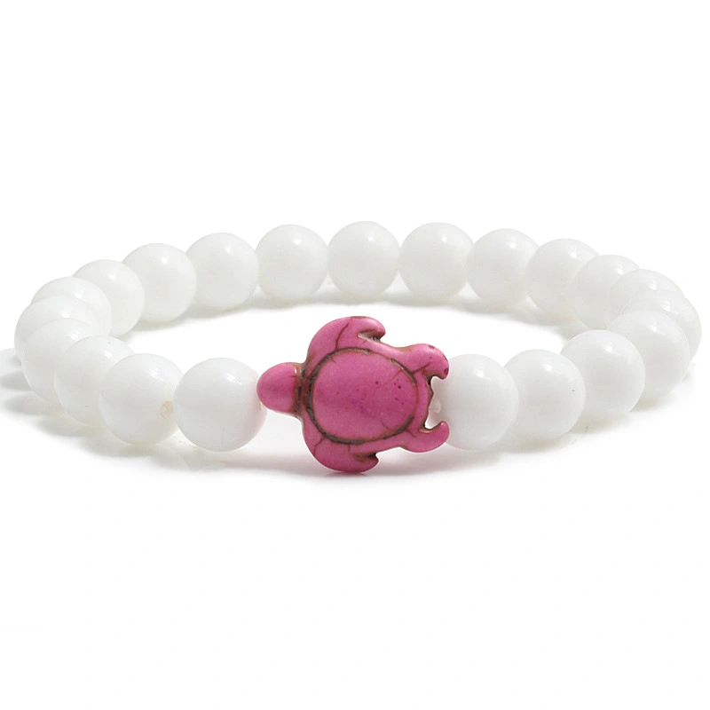 White Porcelain Stone Turtle Bracelet Loose Beads Elastic String Yoga Bracelet Pearl Hand Strap Elastic In Stock