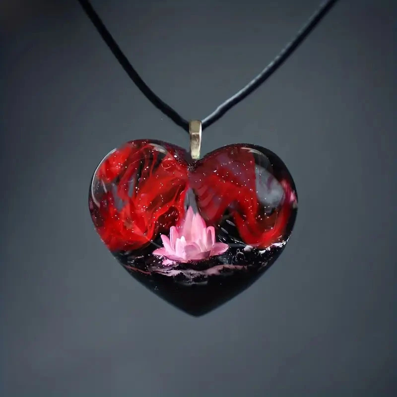 Heart-shaped Lotus Crystal Pendant Korean Style Fashion Personality All-match Clavicle Chain Necklace