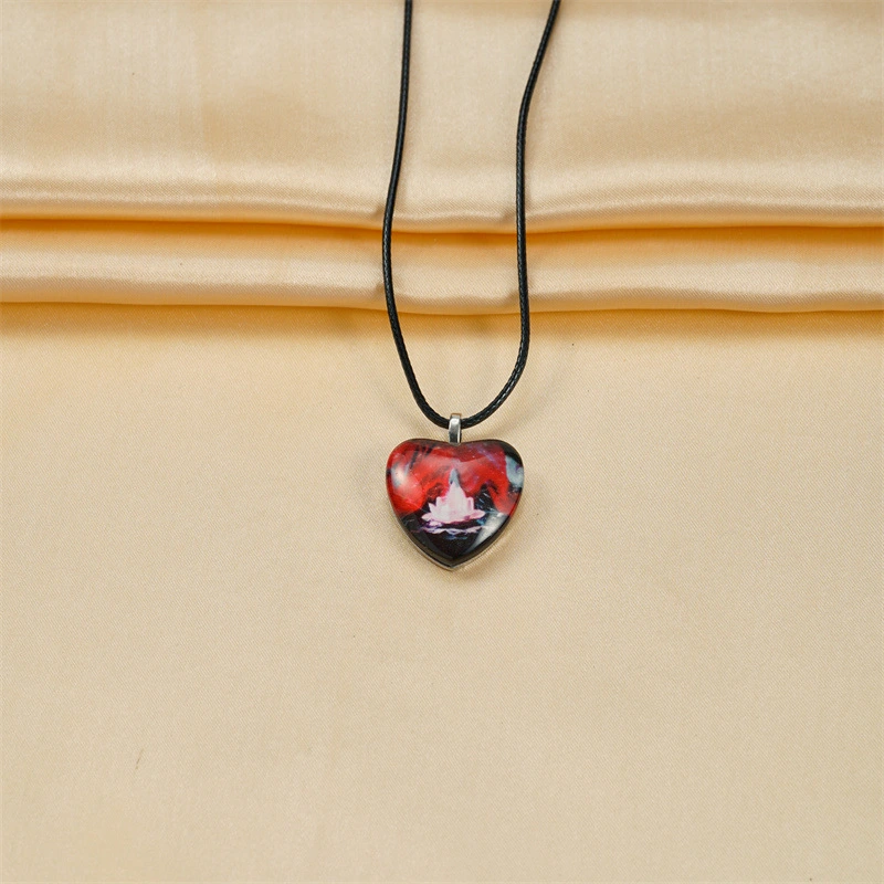 Heart-shaped Lotus Crystal Pendant Korean Style Fashion Personality All-match Clavicle Chain Necklace