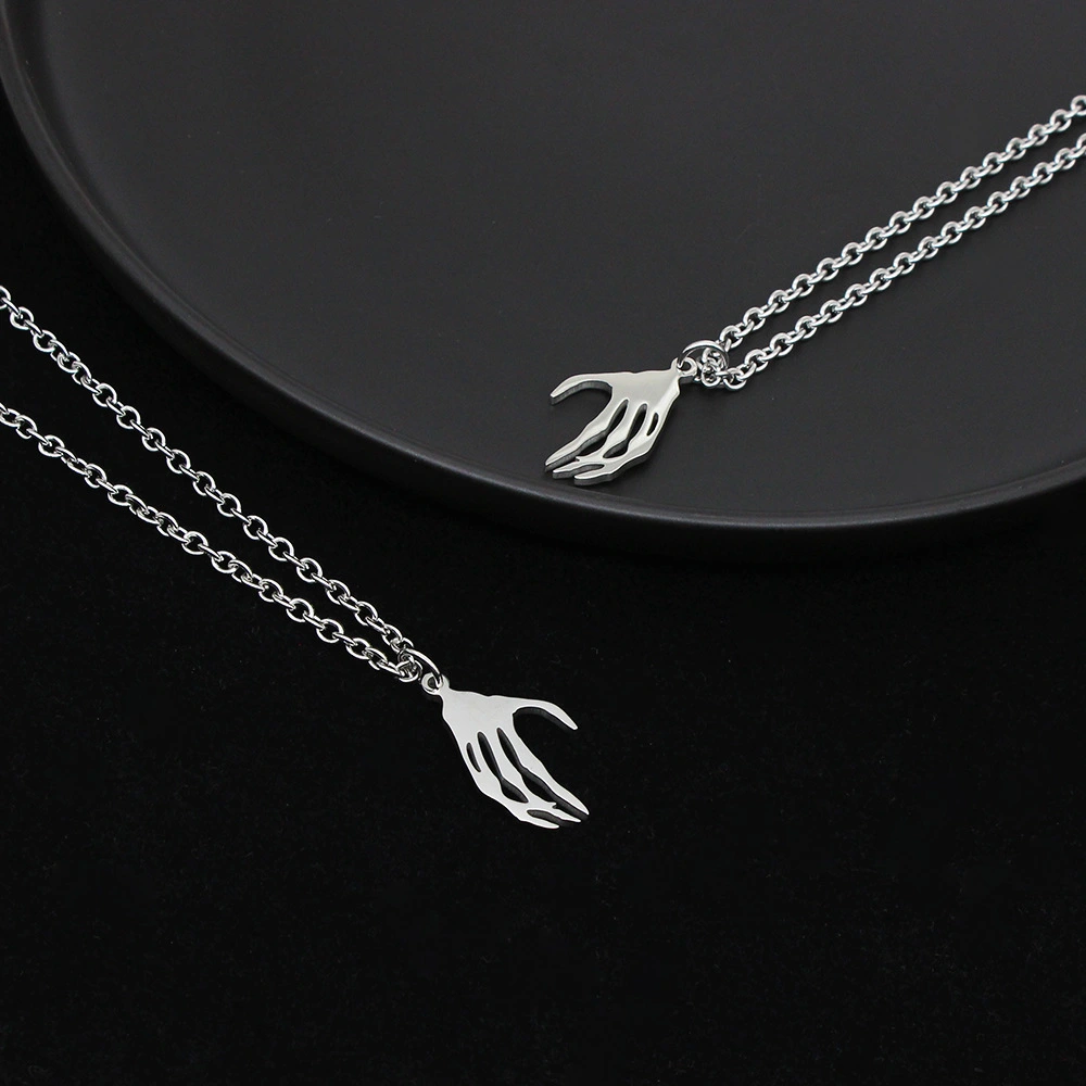 Skull Hand Stitching Love Couple Necklace Stainless Steel