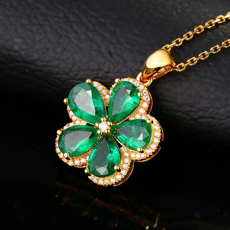 Colored Gems Carat Synthetic Emerald Parthenocissus Grass Pendant