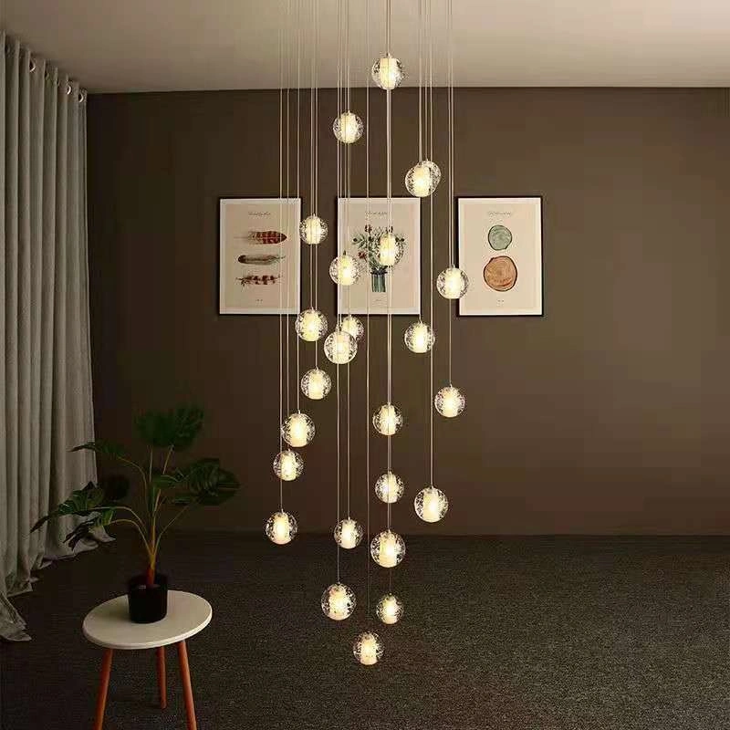 Meteor Shower Crystal Bubble Chandelier Villa Stair